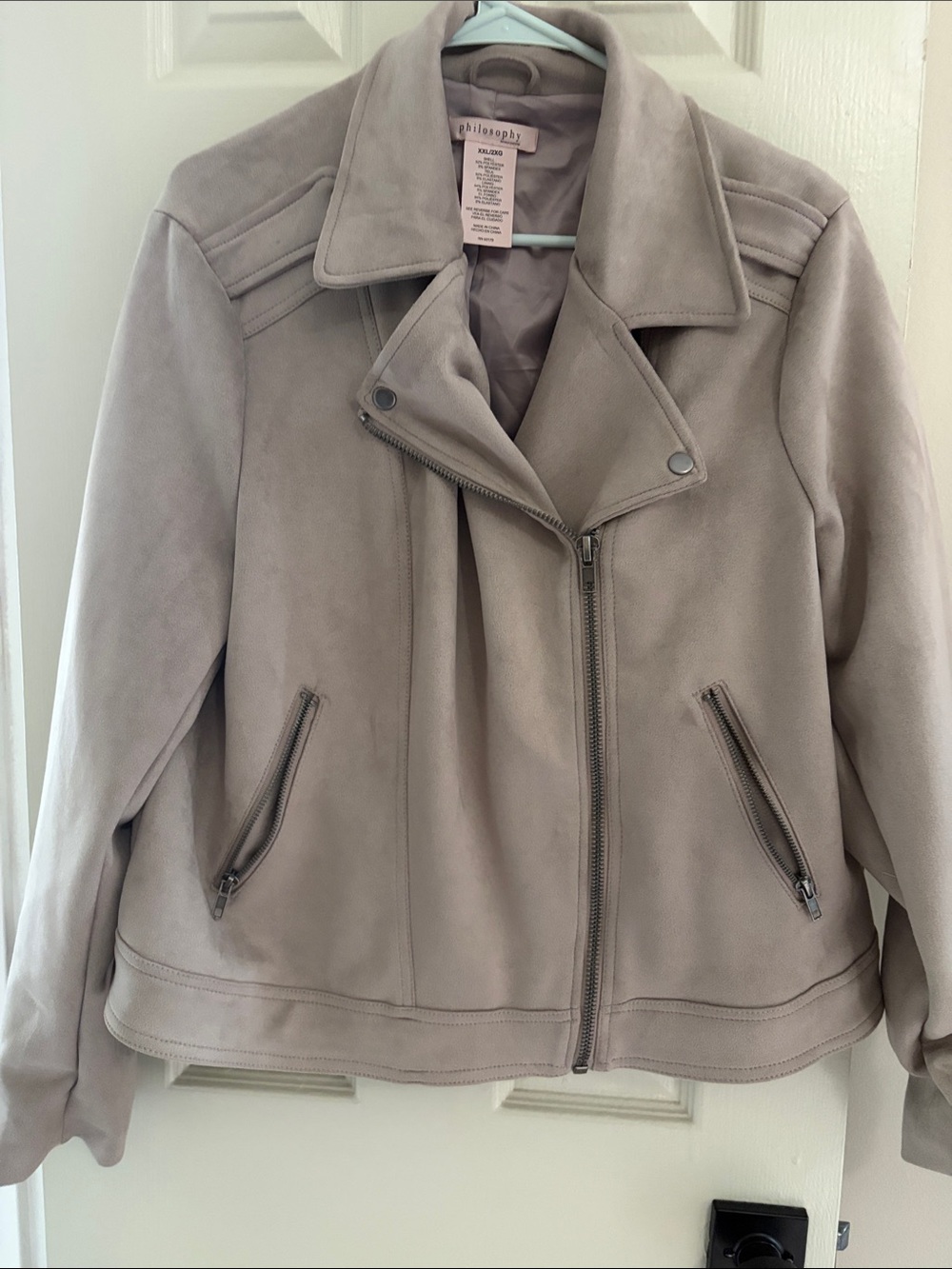 Philosophy Taupe Suede Moto Jacket